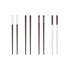 Set: Chopsticks. Dark icons. Vector illustration, flat design