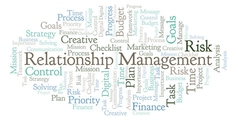 Fototapeta premium Relationship Management word cloud, made with text only.