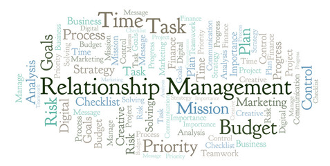 Obraz premium Relationship Management word cloud, made with text only.