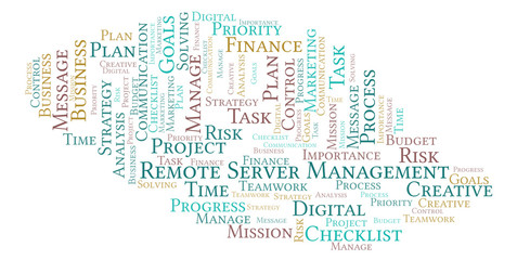 Remote Server Management word cloud, made with text only.