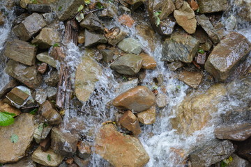 Beautiful mountain waterfall in the Carpathians