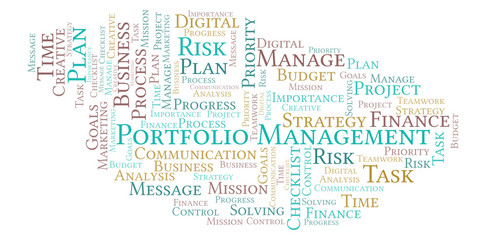 Portfolio Management word cloud, made with text only.