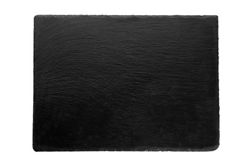 Black textured slate board on white background