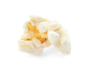 Fototapeta na wymiar Delicious fresh popcorn on white background, closeup