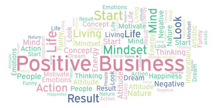 Positive Business word cloud, made with text only.