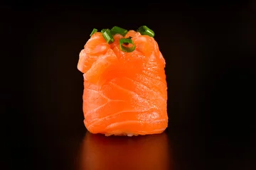 Fotobehang Joe sushi   Sushi wrapped on salmon slice © marcelokrelling