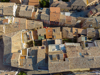Roofs of old town of Castelfidardo, in the province of Ancona, in the Marche region. Aerial view.
