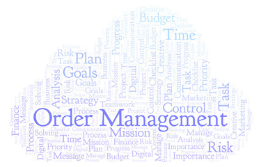 Obraz premium Order Management word cloud, made with text only.