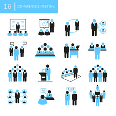 business people conference and meeting icons