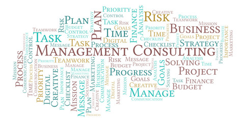 Obraz premium Management Consulting word cloud, made with text only.