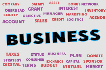 BUSINESS Words and tags cloud
