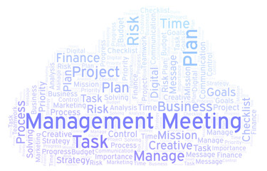 Obraz premium Management Meeting word cloud, made with text only.