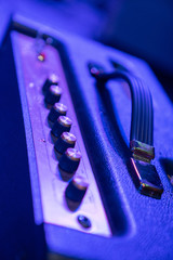 Close up of guitar amp