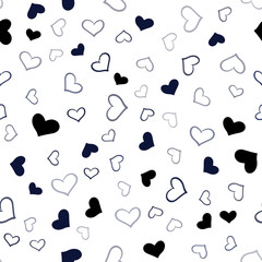 Fototapeta na wymiar Dark Pink, Blue vector seamless template with doodle hearts.
