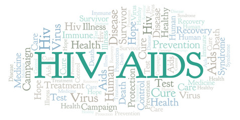 HIV AIDS word cloud, made with text only.