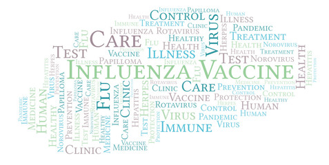 Fototapeta premium Influenza Vaccine word cloud, made with text only.