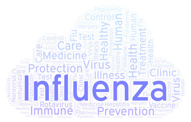 Obraz premium Influenza word cloud, made with text only.