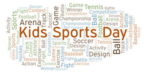Fototapeta premium Kids Sports Day word cloud.
