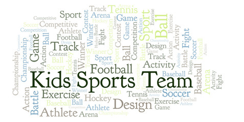 Kids Sports Team word cloud.