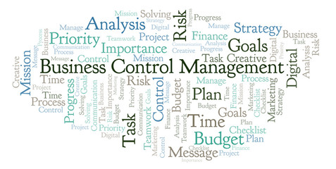 Fototapeta na wymiar Business Control Management word cloud, made with text only.
