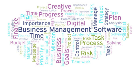 Fototapeta premium Business Management Software word cloud, made with text only.
