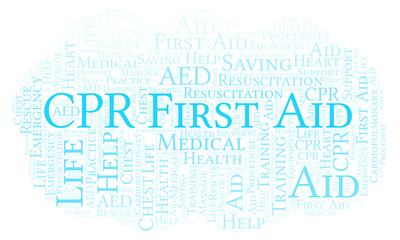 Obraz premium CPR First Aid word cloud, made with text only.