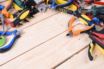 Tools on wooden board
