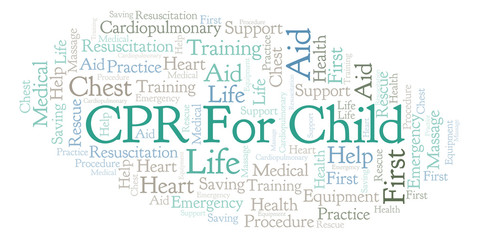 Obraz premium CPR For Child word cloud, made with text only.