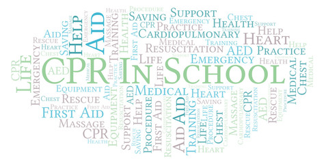 Obraz premium CPR In School word cloud, made with text only.