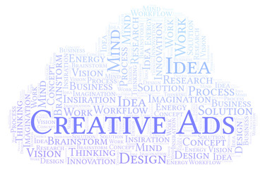 Obraz premium Creative Ads word cloud, made with text only.