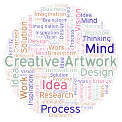 Creative Artwork word cloud, made with text only.