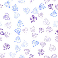 Dark Pink, Blue vector seamless natural backdrop with leaves.
