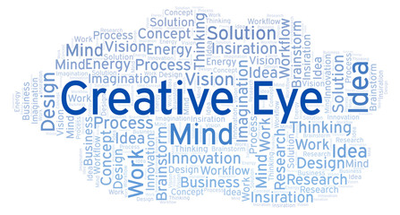 Creative Eye word cloud, made with text only.