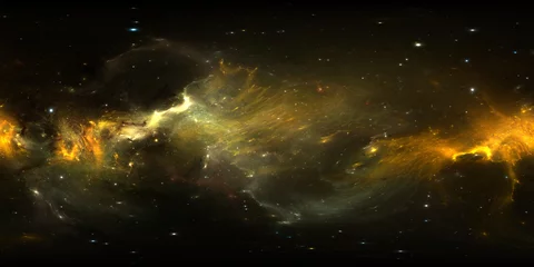 360-Grad-Weltraumnebel-Panorama, gleichwinklige Projektion, Umgebungskarte. Sphärisches HDRI-Panorama. Weltraumhintergrund mit Nebel und Sternen © Peter Jurik