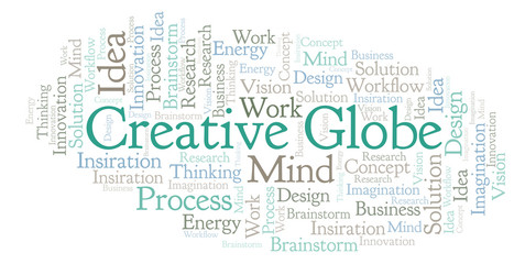 Fototapeta premium Creative Globe word cloud, made with text only.
