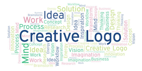 Creative Logo word cloud, made with text only.