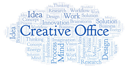 Obraz premium Creative Office word cloud, made with text only.