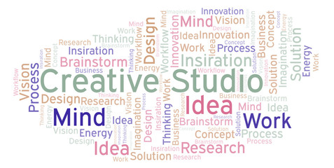 Creative Studio word cloud, made with text only.