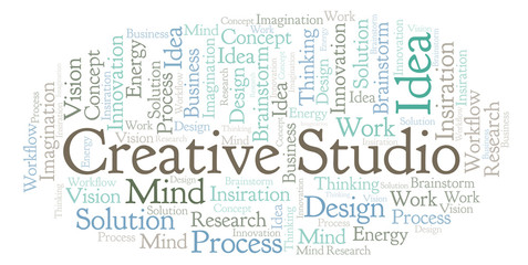 Obraz premium Creative Studio word cloud, made with text only.