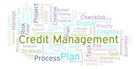 Credit Management word cloud, made with text only.