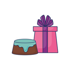 birthday cake and gift box decoration
