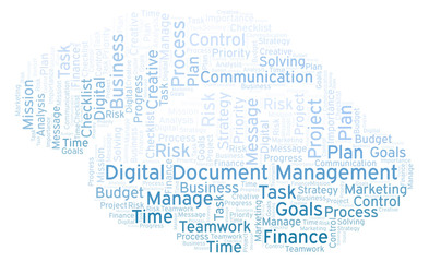 Fototapeta na wymiar Digital Document Management word cloud, made with text only.