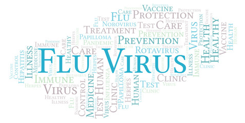 Fototapeta premium Flu Virus word cloud, made with text only.