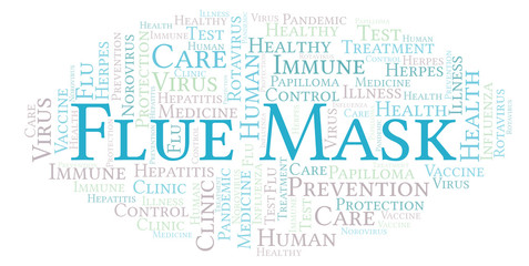 Fototapeta premium Flue Mask word cloud, made with text only.