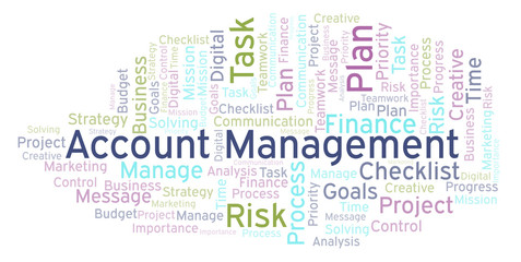 Account Management word cloud, made with text only.