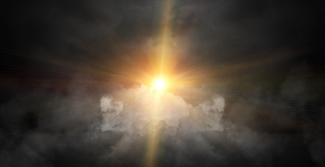 Obraz premium Abstract dark background of a night sky with clouds, a glow of the moon. The background of the storm sky