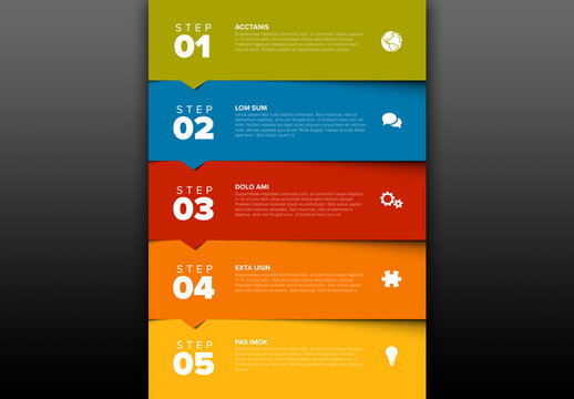 5 Step Color Block Infographic Layout