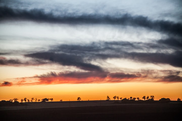 Sunset landscape at farmlands