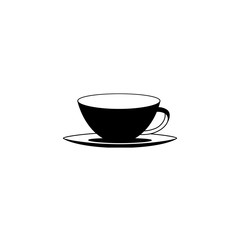 Cup icon on the white background. Black and white mug.