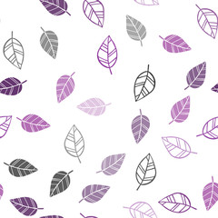 Light Pink vector seamless abstract backdrop with leaves.